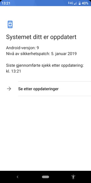 Hvis telefonen din er oppdatert, vil du se følgende skjermbilde