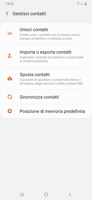 Seleziona Importa/esporta contatti