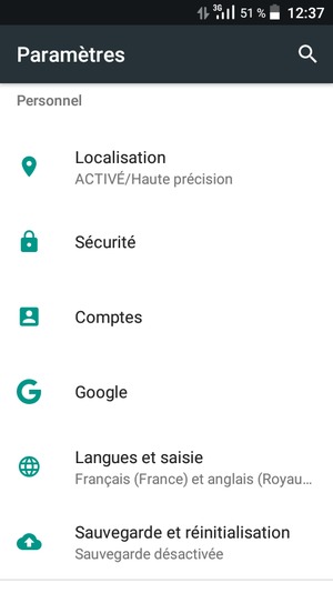 Faites défiler et sélectionnez Sécurité