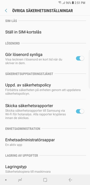 Välj Ställ in SIM-kortslås