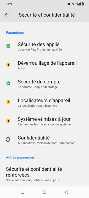 Faites défiler et sélectionnez Sécurité et confidentialité renforcées