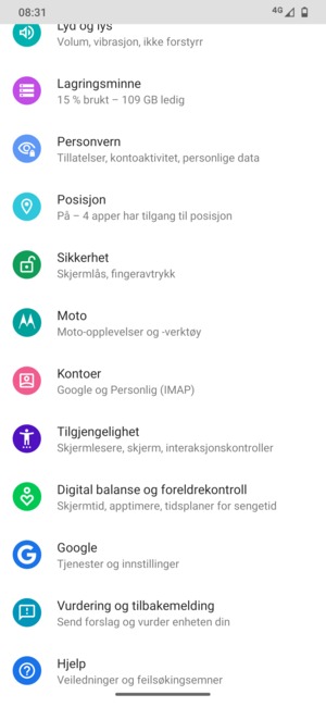 Bla til og velg Kontoer