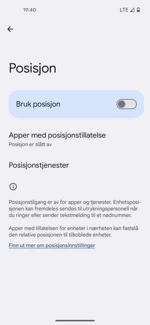 Slå av Bruk posisjon