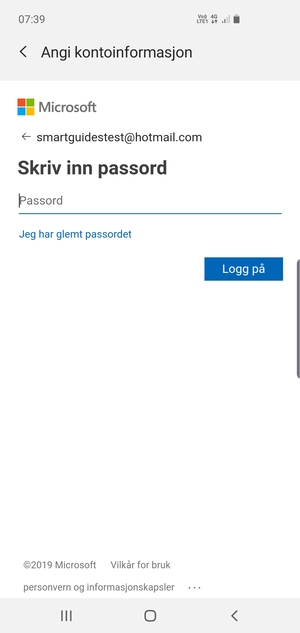 Skriv inn passord og velg Logg på