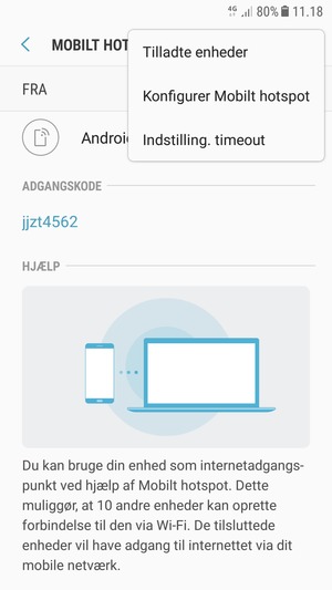 Vælg Konfigurer Mobilt hotspot