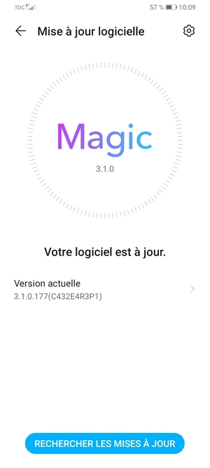 Si votre téléphone est à jour, vous verrez l'écran suivant
