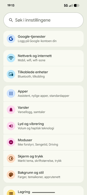 Velg Nettverk og internett
