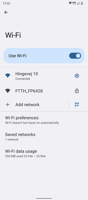You are now connected to the Wi-Fi network