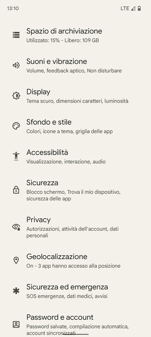 Scorri e seleziona Sicurezza
