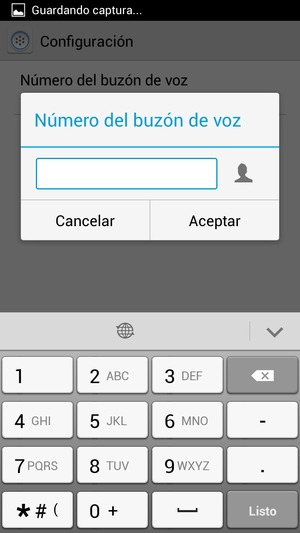 Introduzca el Número del buzón de voz y seleccione Aceptar