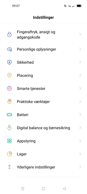 Scroll til og vælg Sikkerhed