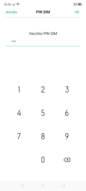 Inserisci Vecchio PIN SIM e seleziona OK