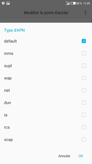 Cochez la case default et sélectionnez OK