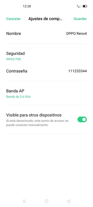 Introduzca una contraseña de punto de acceso Wi-Fi de al menos 8 caracteres y seleccione Guardar