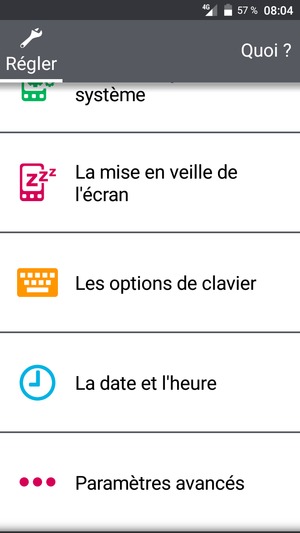Faites défiler et sélectionnez Paramètres avancés