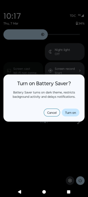 Select Turn on