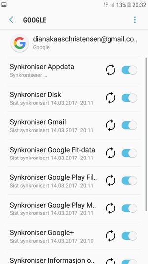 Din informasjon blir synkronisert