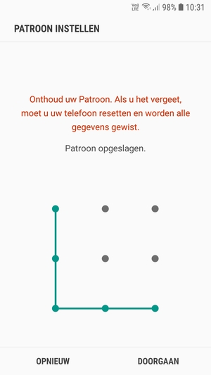 Teken een ontgrendelingspatroon en selecteer DOORGAAN