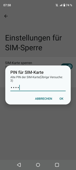 Geben Sie Ihre Neue PIN der SIM-Karte ein und wählen Sie OK