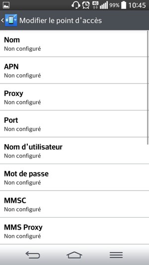 Saisissez les informations Internet