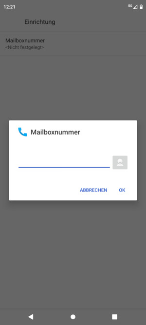 Geben Sie die Mailboxnummer ein und wählen Sie OK