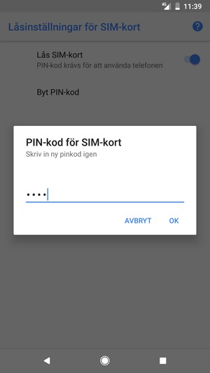 Bekräfta din nya PIN-kod för SIM-kort och välj OK
