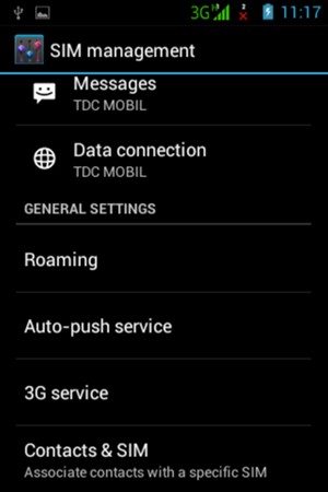Scroll to and select 3G service