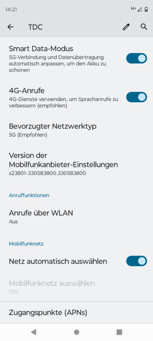 Um das Netzwerk zu wechseln, falls Probleme auftreten, schalten Sie Netz automatisch auswählen aus