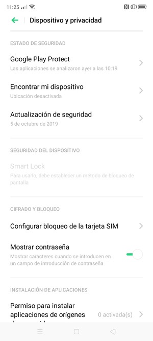Desplácese y seleccione Configurar bloqueo de la tarjeta SIM