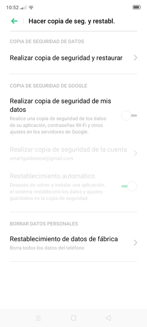 Active Realizar copia de seguridad de mis datos