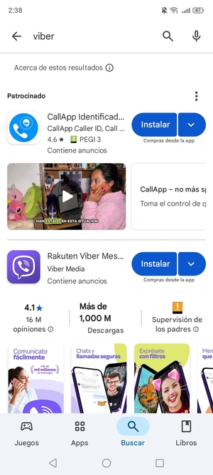 Seleccione la aplicación