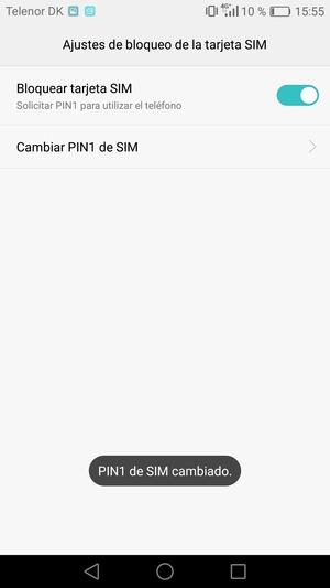 Su PIN de SIM ha sido cambiado