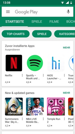 Wählen Sie die Suchleiste