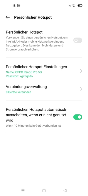 Schalten Sie Persönlicher Hotspot ein