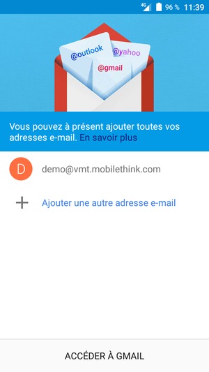 Sélectionnez ACCÉDER  À GMAIL