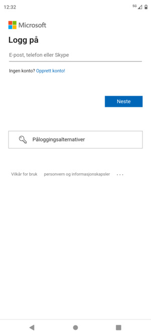Skriv inn e-postadresse og velg Neste