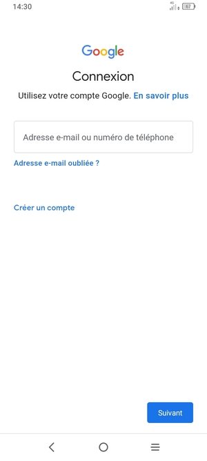 Saisissez votre adresse Gmail et sélectionnez Suivant