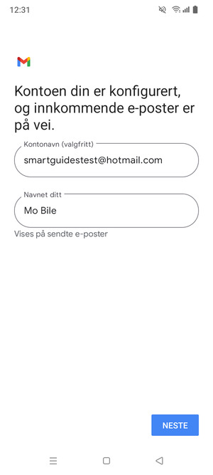 Gi kontoen din et navn, og skriv inn navnet ditt. Velg NESTE