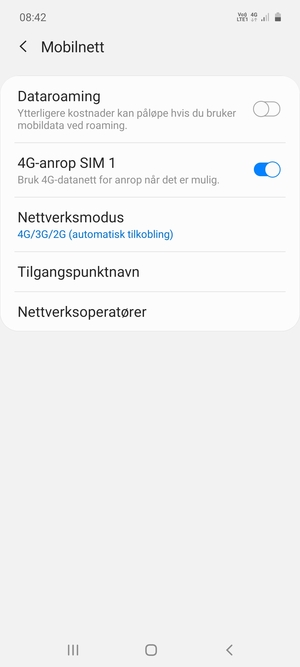 Velg Nettverksmodus