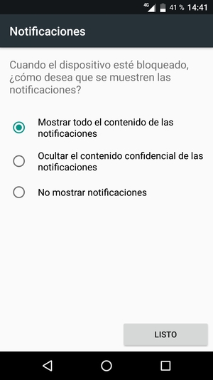 Seleccione la opción deseada y seleccione LISTO