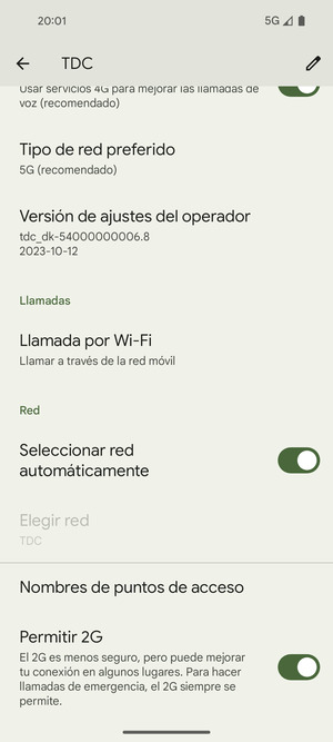 Desplácese y seleccione Nombres de puntos de acceso