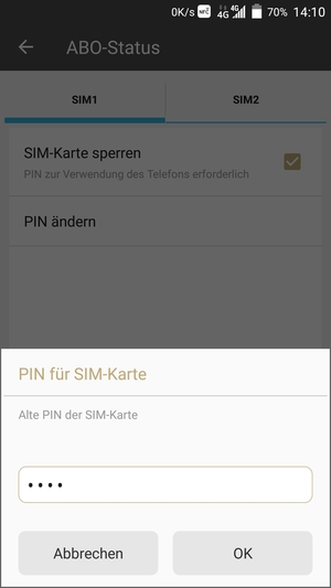 Geben Sie Ihre Alte PIN der SIM-Karte ein und wählen Sie OK