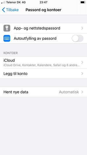 Velg Legg til konto