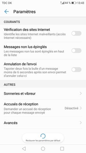 Sélectionnez Avancés