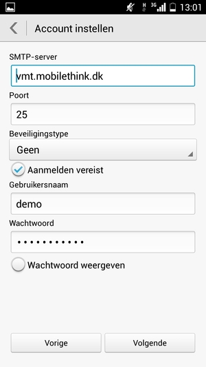 Voer Uitgaand serveradres in