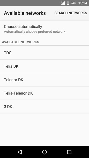 Select a network operator from the list