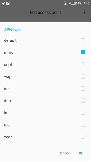 Check the mms checkbox and select OK