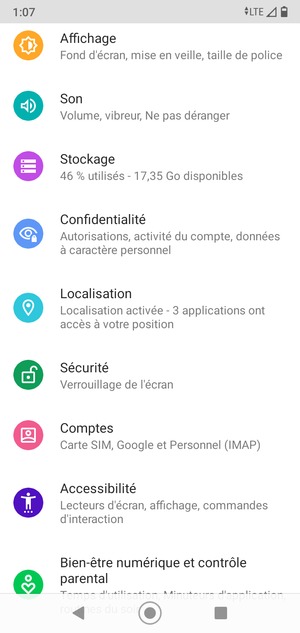 Faites défiler et sélectionnez Sécurité