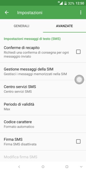 Seleziona Centro servizi SMS