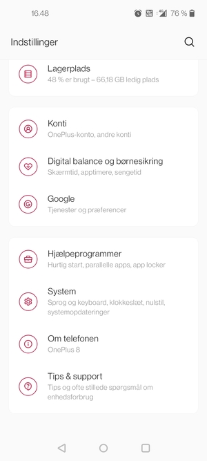 Scroll til og vælg System